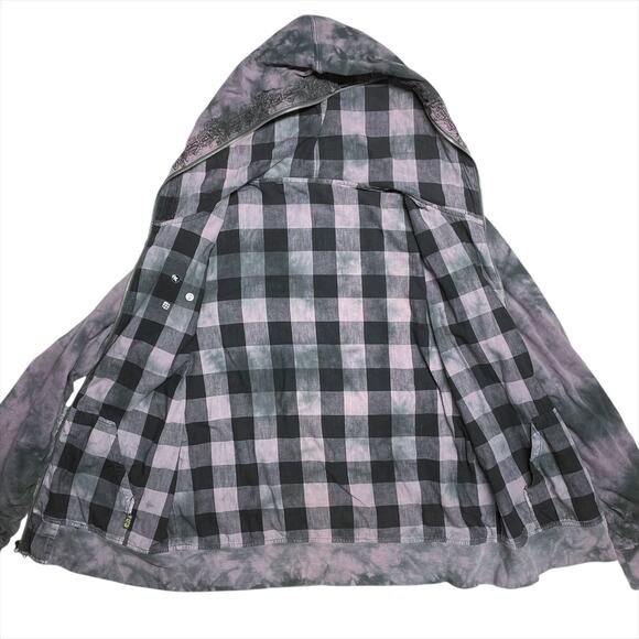 SUBSCRIPT 100% Cotton Y2K Reversible Hoodie Sword Embroidered Size Men's M - Picture 3 of 8